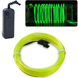 lychee 15ft El Wire,Neon Glowing Strobing Electroluminescent Light El Wire/Battery Pack for Parties, Halloween Decoration (Green)