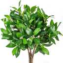 Greenery Branches 21 Tree Stems Artificial Plants Green Leaves Faux Bush, 6pcs Set