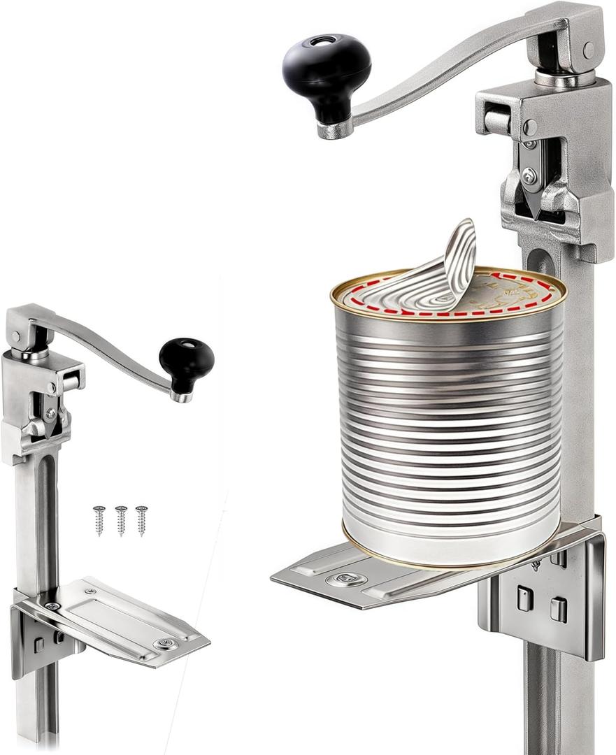 Commercial Can Opener Heavy Duty for Big Cans, Industrial-Grade Manual Can Opener, Cast Steel Table Can Opener for Cans Up to 11” Tall, Adjustable Handle, for Kitchen Restaurant Large Cans