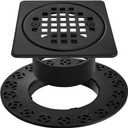 4 Inch Drain Grate Kit Compatible with Schluter Kerdi-Drain Flange Square Shower Floor Drain SS304 Stainless Steel and ABS Material - CUPC Certification, Matte Black