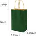Bagmad 50 Pack 5.25x3.25x8 Inch Small Brown Paper Gift Bags with Handles Bulk, Kraft Paper Bags for Party Favors Grocery Retail Shopping Wedding Craft Cub Sacks (Green)