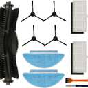 9 Pcs Accessories Kit for Tikom L9000 Robot Vacuum Cleaner Replacement Parts, 1 Main Roller, 4 Side Brush, 2 Hepa Filter, 2 Mop Cloths
