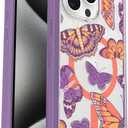OtterBox iPhone 15 Pro MAX (Only) Symmetry Series Clear Case - BUTTERFLY FLUTTER (Purple), Snaps to MagSafe, Ultra-Sleek, Raised Edges Protect Camera & Screen