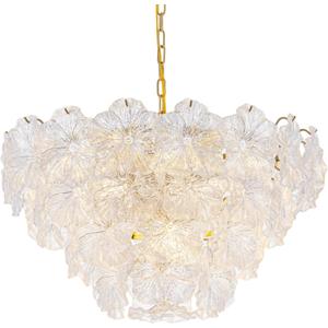 Modern 9-Light Glass Flower Chandelier for Dining Room, 24in