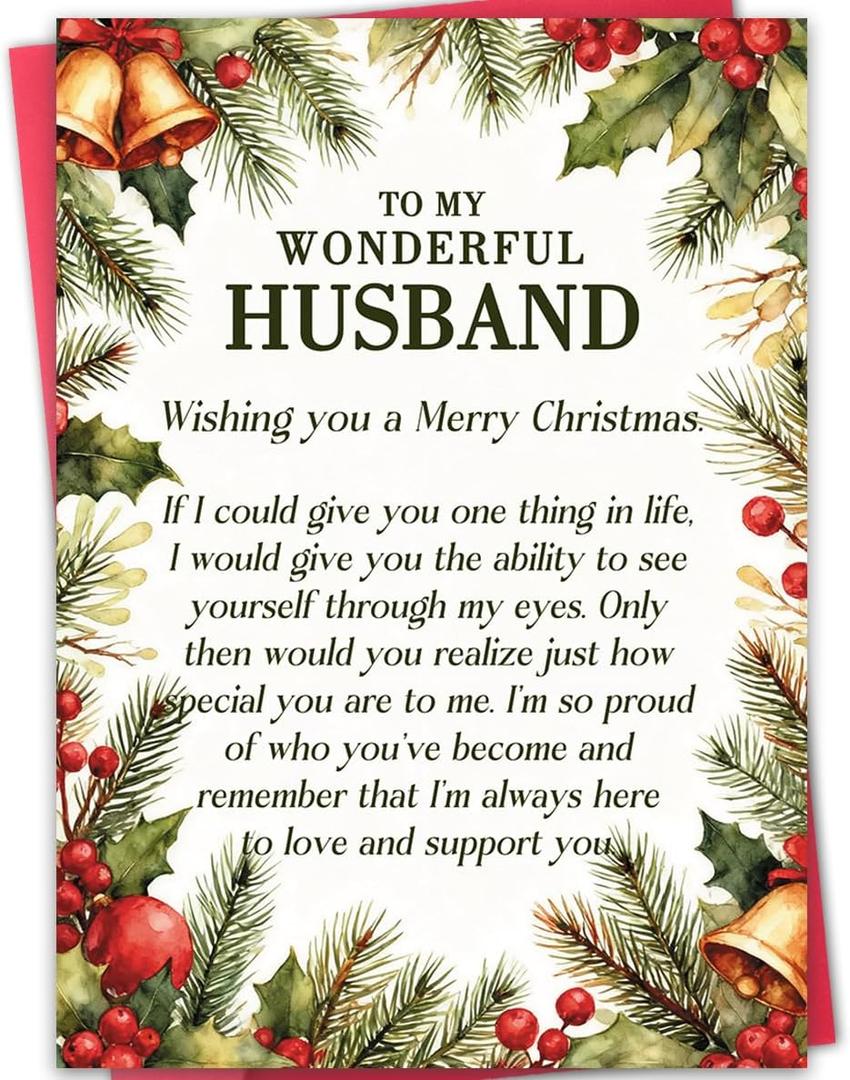 2 x Christmas Card for Husband, Merry Christmas Gift Card for Husband
