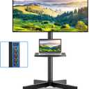 Rfiver Mobile TV Cart with Power Outlet, Rolling TV Stand for 23-65 Inch LCD LED OLED Flat Panel Curved Screen TVs up to 88 lbs, Height Adjustable Portable TV Stand with Wheels, Max VESA 400x400mm