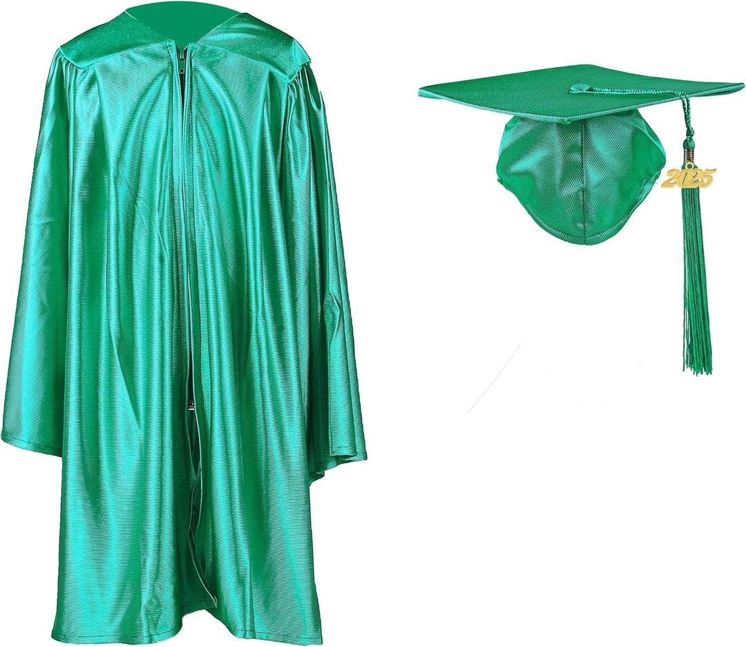 Shiny Kindergarten Graduation Cap and Gown Set (33, Emerald Green)