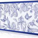 Blue Large Extended Mouse Pad, Beautiful Flowers Plants, Waterproof Mouse Mat for Home and Office, Gaming Mousepad Laptop Keyboard Mat with Non-Slip Base, Stitched Edges (31.5"x11.8"x0.12")
