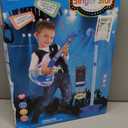 TAKIHON Guitar and Microphone Set for Kids,Guitar Toys with Music&Colorful Light,Adjustable Height Microphone with Stand,Karaoke Toys Gift for Boy,Girls,Toddlers(Blue)-Upgraded