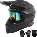 SPARK Adult Motocross Helmet Dirt Bike Helmets Full Face Motorcycle Off-Road Mountain E-Bike BMX MX ATV Helmet (with Gloves Goggles Mask) 4Pcs Set, DOT Certified