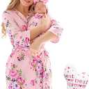 ECO BABY Mommy and Me Robe and Swaddle Set | Maternity Robe and Matching Baby Set for Girl, Boy | Hospital Labor and Delivery (Grace), M