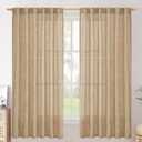 BGment Burlap Linen Curtains 63 Inch Length 2 Panels, Back Tab and Rod Pocket Semi Sheer Textured Window Drapes Light Filtering for Bedroom Farmhouse Living Room Privacy, 52 Inch Wide Each Panel (Caramel)