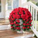 Artificial Flowers for Outdoors Fake Geraniums Spring Outside Decor, 2 PCS Red Geraniums Faux Hanging Flowers Plants UV Resistant Outdoor Silk Vines Look Real for Planters Patio Porch Garden Home