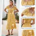 Yellow Maxi Floral Spring Dresses for Women 2026, Elegant Short Sleeve Bridal Shower Dresses for Guest, Long Flowy Dresses S (Yellow, S)