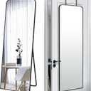 SCWF-GZ 57x20 Door Hanging Full Length Mirror, Floor (Height 5.7ft just Body in 1.3ft) or Wall Mounted Metal Frame Rectangle Dressing Mirrors for Bedroom Bathroom Living Room 57 inch Black