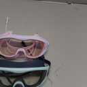 2 Packs Swim Goggles Attached Earplugs Anti-Fog UV Protection Swimming Goggles for Teens and Youths Aged 10-18 (Pink With Silver Blue)