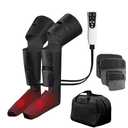 LINGTENG Leg Air Compression Massager for Foot Heat, Air Compression Calf Massage and Thigh Massage, Handheld Controller 3 Intensities 3 Modes (with 4 Extensions and Portable Bag), Gifts for Women