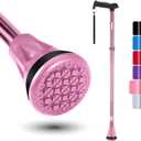 REHAND Walking Cane - Foldable, Adjustable, Collapsible Walking Canes for Men & Women, Heavy Duty All Terrain Tip, with Travel Bag | Walking Sticks for Seniors & Adults (PINK)