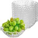 Elsjoy Set of 12 Plastic Reusable Dessert Bowls, 7 Oz Clear Small Plastic Bowls Unbreakable Snack Bowl, Stackable Serving Bowls for Ice Cream, Candy, Nuts, Fruits