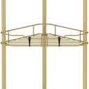 HuggieGems 3 Tier Floor Standing Corner Shower Caddy Organizer Shelf with Hooks, Bathroom Shelves Stand Rack, Gold