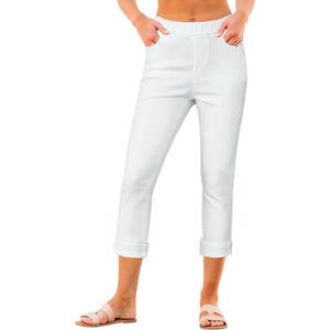 GRAPENT Pull On Jeans for Women High Waisted Skinny Capri Pants Trendy Stretch Denim Cropped Jeans Crop Jeggings Capris, White, Medium