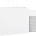 SHOPDAY White Paper Bags with Handles 16x6x12, 25 Pack Large Kraft Paper Bags Bulk, Tote Bag Shopping Bags, Paper Gift Bags, Retail Bag Merchandise Bags for Grocery Business Takeouts