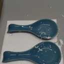 2pcs Blue Glazed Ceramic Spoon Rest Set Kitchen Counter Spoon Holder Compact and Delicate Rests for Cooking and Dining
