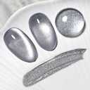 4 x JODSONE 16.5ml Cat Eye Gel Nail Polish Silver for Holographic Glitter Cat Eye with Magnet Need U V Curing