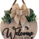 3D Welcome Sign for Front Door | Home/Farmhouse Porch Dcor Wooden Hanging Sign with Artificial Leaves and Rustic Beads | Christmas Classroom |12" Round (Oak_Nature)
