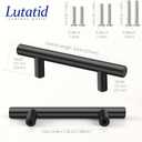 4 x 10 Pack 5 Inch Cabinet Pulls Matte Black Stainless Steel for Cabinet, Kitchen Drawer Pulls Cabinet Handles for Cabinets Cupboard, 5''Length, 3''Hole Center (Round)