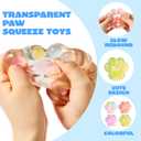 JOYIN 4 Pcs Taba Paw Squeeze Toys, Easter Party Favors & Gifts for Kids Adults, Transparent Cat Paw Fufu Squishy Toys, Soft Paws Sensory Fidgets, Cute Fidget Toys for Stress Relief