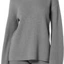 The Drop Women's Alice Crew-Neck Back-Slit Ribbed Pullover Sweater (Charcoal), Large 