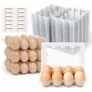 WIKDAY Egg Cartons Cheap Bulk 100 Pack 12 Count Plastic Clear Dozen Reusable Empty Egg Containers for Chicken Eggs Storage 