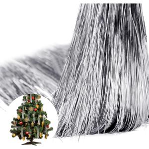 MTLEE 3000 Strands Christmas Tree Decorations Tinsel Garland Iridescent Tinsel Foil Fringe Icicles for Christmas Home Hair Decor Holiday Birthday Graduation Supplies (Silver)