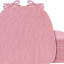 4 Pack Pink Chair Cushions with Ties Removable Covers, D-Shape Dining Kitchen Chair Seat Pads Non Slip 17"x16"