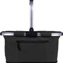 Picnic Basket, SIYUAN Shopping Basket with Handle 22L Collapsible Grocery Basket Portable Folding Basket for Marketing Picnic Reuasble Laundry Basket for Travel, Black