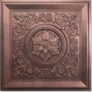 WOWSTAR 12-Pack 24"x24" Drop Ceiling Tiles, Waterproof Glue Up Vintage Style 3D Ceiling Tiles, Antique Copper