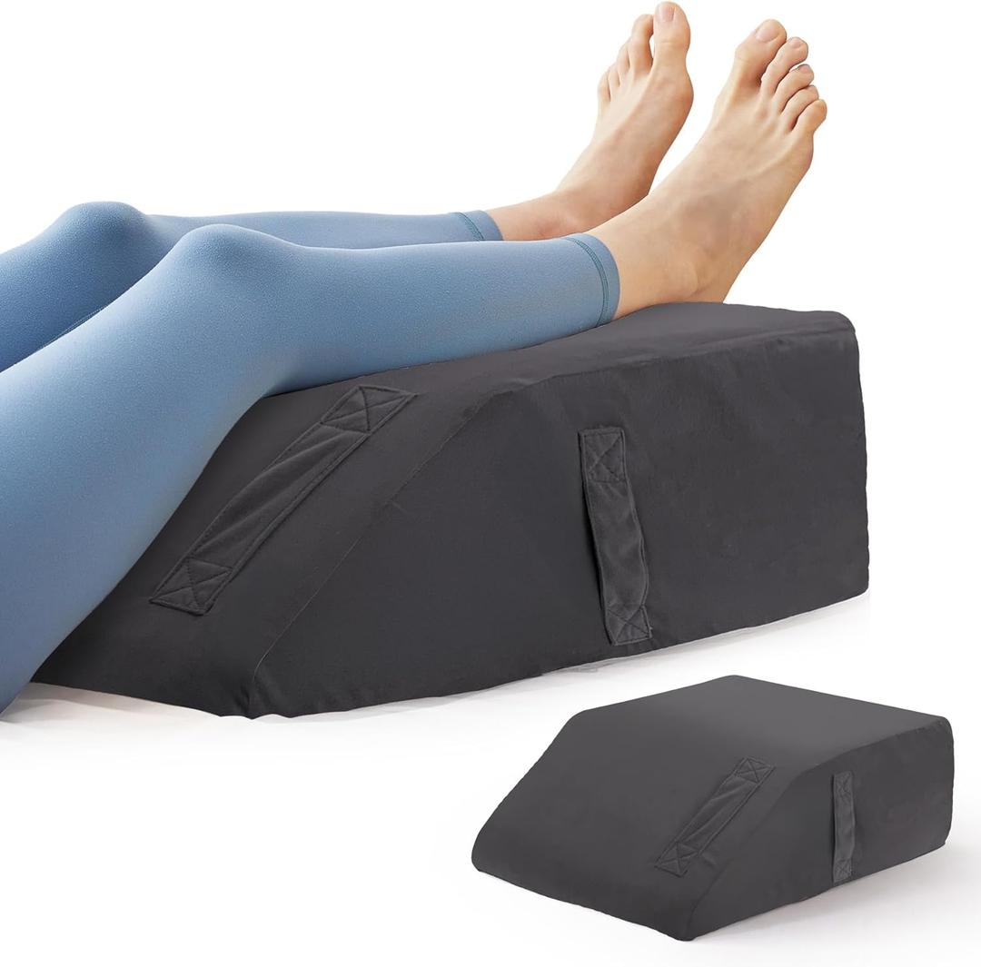 Leg Pillow Elevation Blood Circulation, Leg Elevating Pillows for After Surgery, Sleeping, Memory Foam Wedge Pillow for Legs Swelling, Foot Knee Pillow for Back Pain, 23.616.88in Velvet Grey