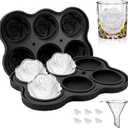 CAMKYDE Rose Ice Cube Tray 2 Inch [1 Mold + 1 Funnel + 6 Stoppers], 6 Cavity Silicone Rose Ice Cube Mold for Whiskey, Chilling Cocktails, Bourbon, Juice (Black)