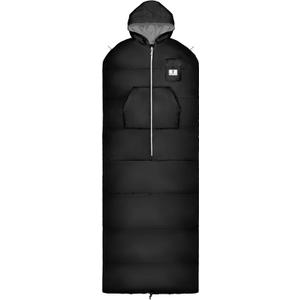 Thermotuff Wearable Sleeping Bag with Dual Hoodie, Zippered Arm Holes, Pockets & Adjustable Drawstring - Ideal for Camping, Cold Weather Hiking, and Stadium Sak Blanket (Black)