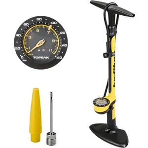 Topeak JoeBlow Sport III High-Pressure Bike Floor Pump 160 PSI, Durable Steel Barrel, 3 Analog Gauge, TwinHead DX5 Pump Head, Long Hose, Ergonomic Handle, Fits Presta, Schrader, & Dunlop Valves