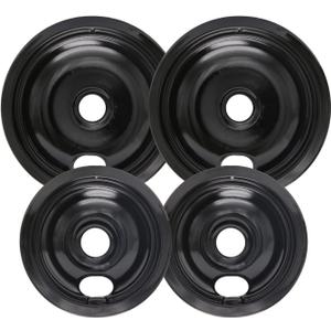 Black Stove Burner Drip Pans for Electric Stove Top - 318067051 5304430150 Perfectly Fit Frigidaire Kenmore Electric Range - 10% Energy Save by Enamel Spraying -2 x 6 in, 2 x 8 in