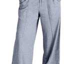 SOFIA'S CHOICE Women's High Waist Drawstring Sweatpants with Pockets Loose Straight Leg Lounge Pant Grey Medium (Gray, M)