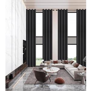Qiseca Extra Long Curtains High Ceiling Drapes 168 inch Length 14Ft for Living Room, Tall Windows Custom Made 2 Story Blackout Curtains for High Living Room Bedroom Loft Theater 1 Panel, Black