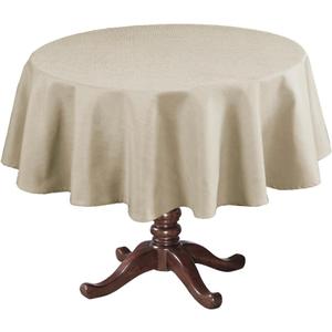 H.VERSAILTEX Linen Textured Table Cloths Round 70 Inch Premium Solid Tablecloth Spill-Proof Waterproof Table Cover for Dining Buffet Feature Extra Soft and Thick Fabric Wrinkle Free, Taupe