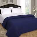 Elvana Home 100% Cotton Bed Blanket, Breathable Bed Blanket Twin Size, Cotton Thermal Blankets Twin, Perfect for Layering Any Bed for All Season, Navy Blue (Twin (60"x90"))