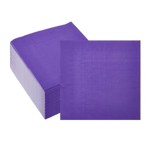 Ottin Solid Purple Paper Dinner Napkins 6.5'' Disposable Luncheon Napkins 100 Count for Birthday Wedding Party Everyday Lunch Dinner Event Christmas New Year