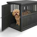 Bifanuo Dog House 30-Inch Dog Crate Furniture, Heavy Duty Dog Crate for Small Dog, Lockable Indoor Outdoor Dog Kennel & End Table, Decorative Plastic Pet Cage (Classic Black, 29.5"D x 21"W x 25.2"H)