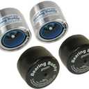 Bearing Buddy Stainless Steel Bearing Protectors (1.980" Diameter) with Auto Check with Bras - Pair (silver blue)