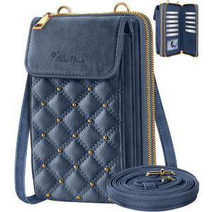Crossbody Phone Purse for Women - Cute Small Bags Cellphone Wallet RFID Blocking with Strap Zipper and Card Slots (Blue)